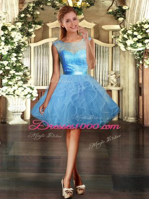 Scoop Sleeveless Tulle Quinceanera Dress Lace and Ruffles Backless