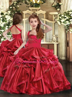 Trendy Sleeveless Ruffles Lace Up Girls Pageant Dresses