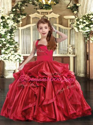 Trendy Sleeveless Ruffles Lace Up Girls Pageant Dresses