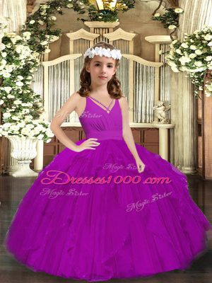 Purple Pageant Dress Wholesale Party and Wedding Party with Ruffles V-neck Sleeveless Zipper
