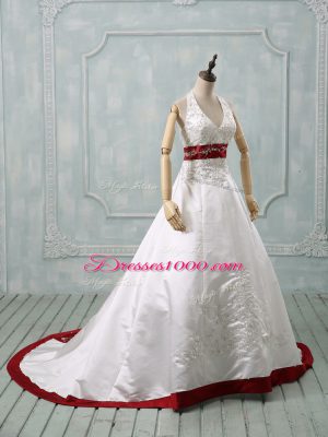 Lace Up Bridal Gown White for Wedding Party with Beading and Embroidery Brush Train