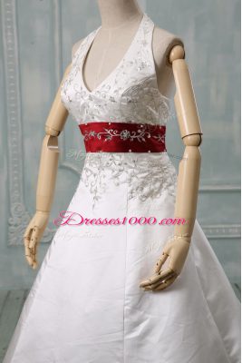 Lace Up Bridal Gown White for Wedding Party with Beading and Embroidery Brush Train