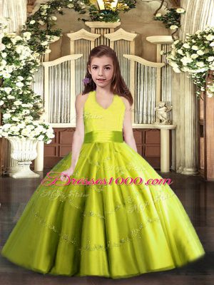 Exquisite Halter Top Sleeveless Tulle Juniors Party Dress Beading Lace Up