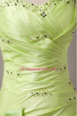 Yellow Green Sleeveless Organza Lace Up Quince Ball Gowns for Sweet 16 and Quinceanera