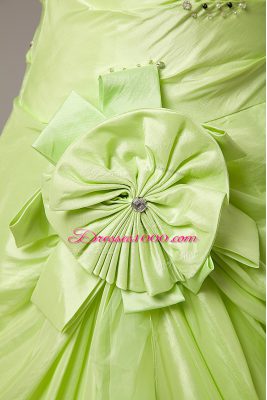 Yellow Green Sleeveless Organza Lace Up Quince Ball Gowns for Sweet 16 and Quinceanera