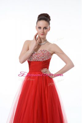 Discount Red Sweetheart Neckline Beading Glitz Pageant Dress Sleeveless Zipper