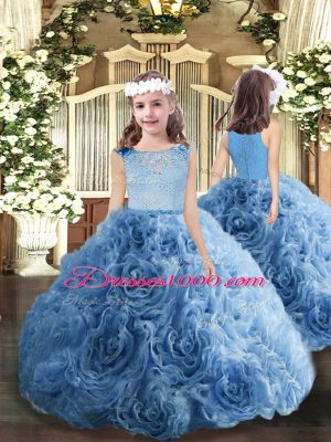 Dramatic Floor Length Baby Blue 15th Birthday Dress Scoop Sleeveless Zipper