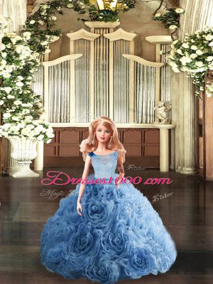 Dramatic Floor Length Baby Blue 15th Birthday Dress Scoop Sleeveless Zipper