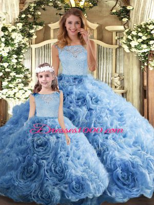 Dramatic Floor Length Baby Blue 15th Birthday Dress Scoop Sleeveless Zipper