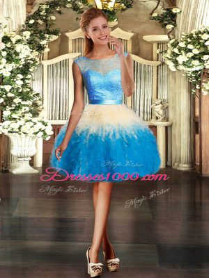 Excellent Floor Length Backless Sweet 16 Dress Multi-color for Military Ball and Sweet 16 and Quinceanera with Lace and Ruffles