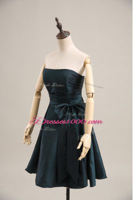 Pretty Peacock Green Zipper Strapless Bowknot Prom Dresses Taffeta Sleeveless