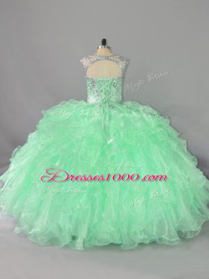 Sleeveless Lace Up Floor Length Beading and Ruffles Sweet 16 Quinceanera Dress