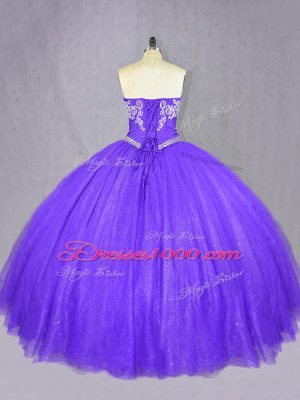 Edgy Purple Sleeveless Beading Floor Length Sweet 16 Dress