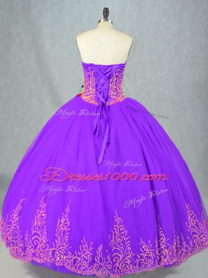 Floor Length Ball Gowns Sleeveless Purple Sweet 16 Dresses Lace Up