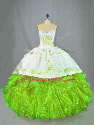 Popular Green Sleeveless Beading and Embroidery Lace Up Vestidos de Quinceanera