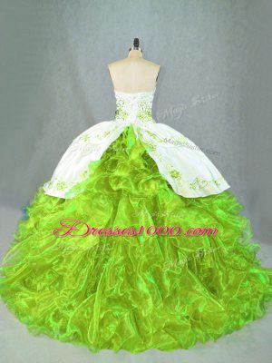 Popular Green Sleeveless Beading and Embroidery Lace Up Vestidos de Quinceanera