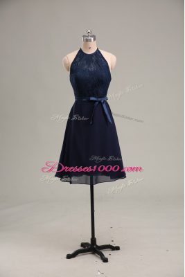 Chiffon Sleeveless Mini Length Homecoming Dress and Lace and Appliques