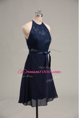 Chiffon Sleeveless Mini Length Homecoming Dress and Lace and Appliques