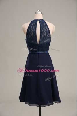 Chiffon Sleeveless Mini Length Homecoming Dress and Lace and Appliques