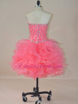 Best Selling Pink Evening Dress Prom and Party with Beading and Ruffles Sweetheart Sleeveless Zipper