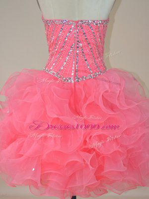 Best Selling Pink Evening Dress Prom and Party with Beading and Ruffles Sweetheart Sleeveless Zipper