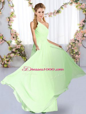Yellow Green Empire Ruching Wedding Party Dress Lace Up Chiffon Sleeveless Floor Length