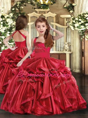 Sumptuous Straps Sleeveless Organza Quinceanera Dresses Ruffles Lace Up