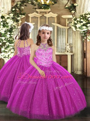Pretty Sleeveless Lace Up Floor Length Beading Quinceanera Dress