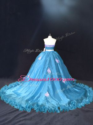 Colorful Aqua Blue Sweetheart Neckline Appliques Quinceanera Dresses Sleeveless Zipper