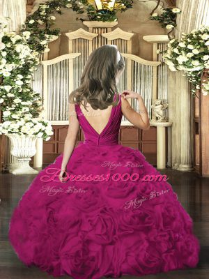 Adorable V-neck Sleeveless Fabric With Rolling Flowers Pageant Dress Beading Backless