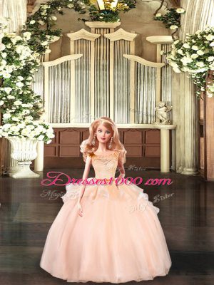 Clearance Peach Scoop Zipper Lace Ball Gown Prom Dress Sleeveless