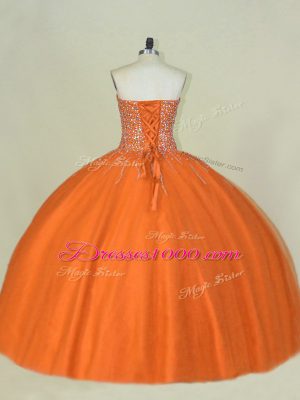 Colorful Floor Length Orange Sweet 16 Dress Sweetheart Sleeveless Lace Up