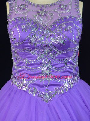 Lavender Sleeveless Tulle Lace Up Sweet 16 Dresses for Sweet 16 and Quinceanera