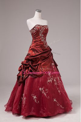 Best Selling Burgundy Sleeveless Organza and Taffeta Lace Up Sweet 16 Dress for Sweet 16 and Quinceanera