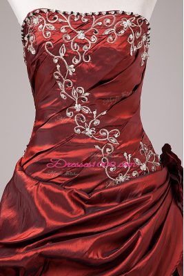 Best Selling Burgundy Sleeveless Organza and Taffeta Lace Up Sweet 16 Dress for Sweet 16 and Quinceanera