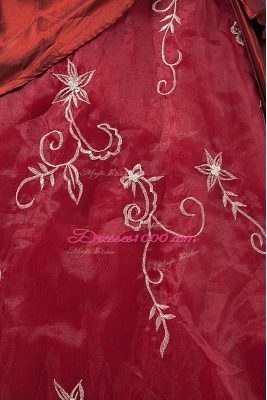 Best Selling Burgundy Sleeveless Organza and Taffeta Lace Up Sweet 16 Dress for Sweet 16 and Quinceanera