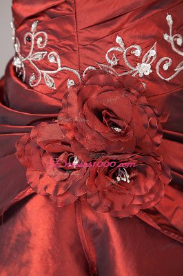 Best Selling Burgundy Sleeveless Organza and Taffeta Lace Up Sweet 16 Dress for Sweet 16 and Quinceanera