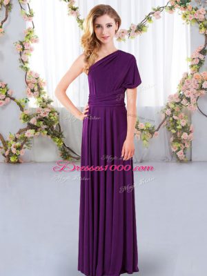 Customized Ruching Quinceanera Court of Honor Dress Purple Criss Cross Sleeveless Floor Length