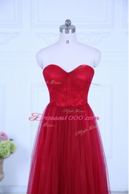 Fashion Floor Length Wine Red Quinceanera Court Dresses Sweetheart Sleeveless Zipper