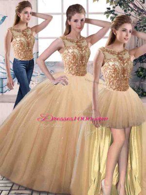 Custom Designed Sleeveless Beading Lace Up Quinceanera Dress
