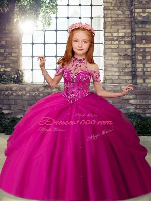 Admirable Sleeveless Beading Lace Up Kids Pageant Dress
