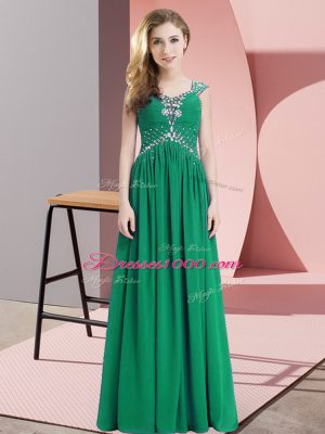 New Style Floor Length Lace Up Pageant Gowns Green for Prom and Party and Military Ball with Beading