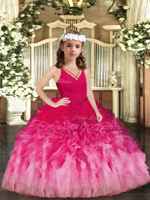 Eye-catching Ruffles Little Girl Pageant Dress Multi-color Zipper Sleeveless Floor Length