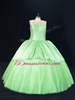 Best Selling Lace Up Scoop Beading Sweet 16 Quinceanera Dress Tulle Sleeveless
