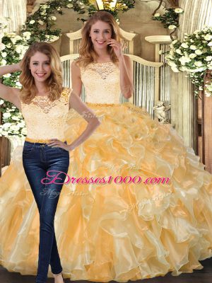 Discount Sleeveless Lace and Ruffles Clasp Handle Sweet 16 Dress