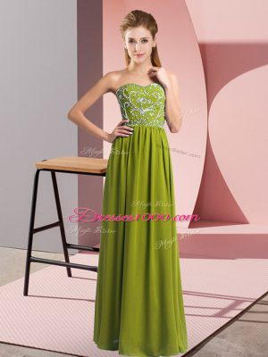 Modern Sleeveless Lace Up Floor Length Beading Prom Evening Gown