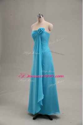 Great Empire Teal Strapless Chiffon Sleeveless Floor Length Zipper