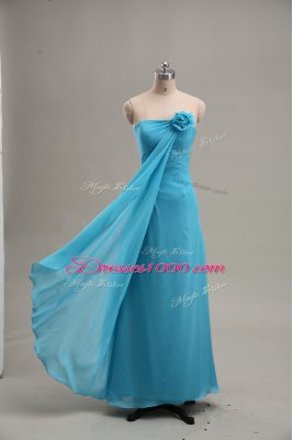 Great Empire Teal Strapless Chiffon Sleeveless Floor Length Zipper