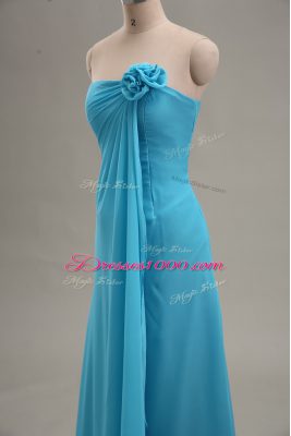 Great Empire Teal Strapless Chiffon Sleeveless Floor Length Zipper