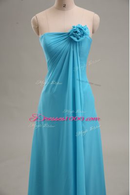 Great Empire Teal Strapless Chiffon Sleeveless Floor Length Zipper